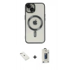 MARSİLYAN™- iPhone 14 Kılıf Nova Işık Özel Seri - Siyah Bilvis Hayalet Cam Ekran Koruyucu + Diamond Kamera Lens - PE