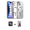 MARSİLYAN™- iPhone 14 Kılıf Nova Işık Özel Seri - Siyah Bilvis Hayalet Cam Ekran Koruyucu + PVD Metal Kamera Lens - PE