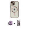 MARSİLYAN™- iPhone 14 Kılıf Nova Işık Özel Seri - Siyah Bilvis Hayalet Cam Ekran Koruyucu + Raze Metal Kamera Lens - GS