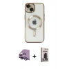 MARSİLYAN™- iPhone 14 Kılıf Nova Işık Özel Seri - Siyah Bilvis Hayalet Cam Ekran Koruyucu + Raze Metal Kamera Lens - GS