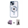 MARSİLYAN™- iPhone 14 Kılıf Nova Işık Özel Seri - Siyah Bilvis Hayalet Cam Ekran Koruyucu + Raze Metal Kamera Lens - SH