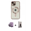 MARSİLYAN™- iPhone 14 Kılıf Nova Işık Özel Seri - Siyah Bilvis Hayalet Cam Ekran Koruyucu + Raze Metal Kamera Lens - SH