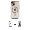 MARSİLYAN™- iPhone 14 Kılıf Nova Işık Özel Seri - Siyah Bilvis Hayalet Cam Ekran Koruyucu + Shine Kamera Lens - KI