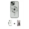 MARSİLYAN™- iPhone 14 Kılıf Nova Işık Özel Seri - Siyah Bilvis Hayalet Cam Ekran Koruyucu + Shine Kamera Lens - YL