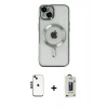 MARSİLYAN™- iPhone 14 Kılıf Nova Işık Özel Seri - Siyah Bilvis Hayalet Cam Ekran Koruyucu + Shine Kamera Lens - SH