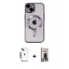 MARSİLYAN™- iPhone 14 Kılıf Nova Işık Özel Seri - Siyah Bilvis Hayalet Cam Ekran Koruyucu + Shine Kamera Lens - YL