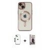 MARSİLYAN™- iPhone 14 Kılıf Nova Işık Özel Seri - Siyah Bilvis Hayalet Cam Ekran Koruyucu + Shine Kamera Lens - YL