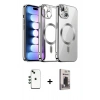 MARSİLYAN™- iPhone 14 Kılıf Nova Işık Özel Seri - Siyah Bilvis Hayalet Cam Ekran Koruyucu + Shine Kamera Lens - YL