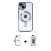 MARSİLYAN™- iPhone 14 Kılıf Nova Işık Özel Seri - Siyah Bilvis Hayalet Cam Ekran Koruyucu + Shine Kamera Lens - SH