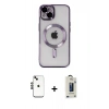MARSİLYAN™- iPhone 14 Kılıf Nova Işık Özel Seri - Siyah Bilvis Hayalet Cam Ekran Koruyucu + Shine Kamera Lens - SH
