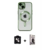 MARSİLYAN™- iPhone 14 Kılıf Nova Işık Özel Seri - Siyah Bilvis Hayalet Cam Ekran Koruyucu + PVD Metal Kamera Lens - TU