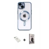 MARSİLYAN™- iPhone 14 Kılıf Nova Işık Özel Seri - Siyah Bilvis Hayalet Cam Ekran Koruyucu + Diamond Kamera Lens - YL