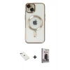 MARSİLYAN™- iPhone 14 Kılıf Nova Işık Özel Seri - Siyah Bilvis Hayalet Cam Ekran Koruyucu + Diamond Kamera Lens - YL