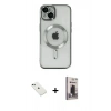 MARSİLYAN™- iPhone 14 Kılıf Nova Işık Özel Seri - Siyah Bilvis Hayalet Cam Ekran Koruyucu + Diamond Kamera Lens - YL