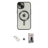 MARSİLYAN™- iPhone 14 Kılıf Nova Işık Özel Seri - Siyah Bilvis Hayalet Cam Ekran Koruyucu + Diamond Kamera Lens - YL