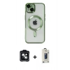 MARSİLYAN™- iPhone 14 Kılıf Nova Işık Özel Seri - Siyah Bilvis Hayalet Cam Ekran Koruyucu + PVD Metal Kamera Lens - YL