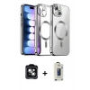 MARSİLYAN™- iPhone 14 Kılıf Nova Işık Özel Seri - Siyah Bilvis Hayalet Cam Ekran Koruyucu + PVD Metal Kamera Lens - YL