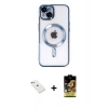 MARSİLYAN™- iPhone 14 Kılıf Nova Işık Özel Seri - Siyah Buffer Cam Ekran Koruyucu + Diamond Kamera Lens - SABE