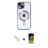 MARSİLYAN™- iPhone 14 Kılıf Nova Işık Özel Seri - Siyah Buffer Cam Ekran Koruyucu + Diamond Kamera Lens - YL