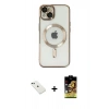 MARSİLYAN™- iPhone 14 Kılıf Nova Işık Özel Seri - Siyah Buffer Cam Ekran Koruyucu + Diamond Kamera Lens - YL