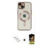 MARSİLYAN™- iPhone 14 Kılıf Nova Işık Özel Seri - Siyah Buffer Cam Ekran Koruyucu + Diamond Kamera Lens - YL