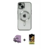 MARSİLYAN™- iPhone 14 Kılıf Nova Işık Özel Seri - Siyah Buffer Cam Ekran Koruyucu + Raze Metal Kamera Lens - GS