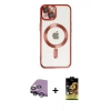 MARSİLYAN™- iPhone 14 Kılıf Nova Işık Özel Seri - Siyah Buffer Cam Ekran Koruyucu + Raze Metal Kamera Lens - GS