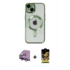 MARSİLYAN™- iPhone 14 Kılıf Nova Işık Özel Seri - Siyah Buffer Cam Ekran Koruyucu + Raze Metal Kamera Lens - GS