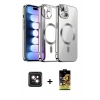 MARSİLYAN™- iPhone 14 Kılıf Nova Işık Özel Seri - Siyah Buffer Cam Ekran Koruyucu + PVD Metal Kamera Lens - PE