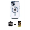 MARSİLYAN™- iPhone 14 Kılıf Nova Işık Özel Seri - Siyah Buffer Cam Ekran Koruyucu + PVD Metal Kamera Lens - TU