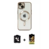 MARSİLYAN™- iPhone 14 Kılıf Nova Işık Özel Seri - Siyah Buffer Cam Ekran Koruyucu + PVD Metal Kamera Lens - TU