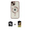 MARSİLYAN™- iPhone 14 Kılıf Nova Işık Özel Seri - Siyah Buffer Cam Ekran Koruyucu + PVD Metal Kamera Lens - YL