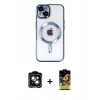 MARSİLYAN™- iPhone 14 Kılıf Nova Işık Özel Seri - Siyah Buffer Cam Ekran Koruyucu + PVD Metal Kamera Lens - YL