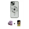 MARSİLYAN™- iPhone 14 Kılıf Nova Işık Özel Seri - Siyah Buffer Cam Ekran Koruyucu + Raze Metal Kamera Lens - KI