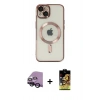 MARSİLYAN™- iPhone 14 Kılıf Nova Işık Özel Seri - Siyah Buffer Cam Ekran Koruyucu + Raze Metal Kamera Lens - SH
