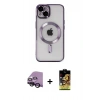 MARSİLYAN™- iPhone 14 Kılıf Nova Işık Özel Seri - Siyah Buffer Cam Ekran Koruyucu + Raze Metal Kamera Lens - SH