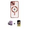 MARSİLYAN™- iPhone 14 Kılıf Nova Işık Özel Seri - Siyah Buffer Cam Ekran Koruyucu + Raze Metal Kamera Lens - SH