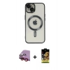 MARSİLYAN™- iPhone 14 Kılıf Nova Işık Özel Seri - Siyah Buffer Cam Ekran Koruyucu + Raze Metal Kamera Lens - KI