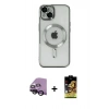 MARSİLYAN™- iPhone 14 Kılıf Nova Işık Özel Seri - Siyah Buffer Cam Ekran Koruyucu + Raze Metal Kamera Lens - SH