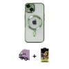 MARSİLYAN™- iPhone 14 Kılıf Nova Işık Özel Seri - Siyah Buffer Cam Ekran Koruyucu + Raze Metal Kamera Lens - SH