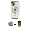 MARSİLYAN™- iPhone 14 Kılıf Nova Işık Özel Seri - Siyah Buffer Cam Ekran Koruyucu + Raze Metal Kamera Lens - KI