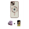 MARSİLYAN™- iPhone 14 Kılıf Nova Işık Özel Seri - Siyah Buffer Cam Ekran Koruyucu + Raze Metal Kamera Lens - KI
