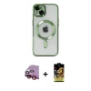 MARSİLYAN™- iPhone 14 Kılıf Nova Işık Özel Seri - Siyah Buffer Cam Ekran Koruyucu + Raze Metal Kamera Lens - KI