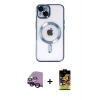 MARSİLYAN™- iPhone 14 Kılıf Nova Işık Özel Seri - Siyah Buffer Cam Ekran Koruyucu + Raze Metal Kamera Lens - SH