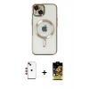 MARSİLYAN™- iPhone 14 Kılıf Nova Işık Özel Seri - Siyah Buffer Cam Ekran Koruyucu + Shine Kamera Lens - KI