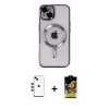 MARSİLYAN™- iPhone 14 Kılıf Nova Işık Özel Seri - Siyah Buffer Cam Ekran Koruyucu + Shine Kamera Lens - KI