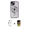 MARSİLYAN™- iPhone 14 Kılıf Nova Işık Özel Seri - Siyah Buffer Cam Ekran Koruyucu + Shine Kamera Lens - MI