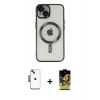 MARSİLYAN™- iPhone 14 Kılıf Nova Işık Özel Seri - Siyah Buffer Cam Ekran Koruyucu + Shine Kamera Lens - SH