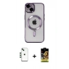 MARSİLYAN™- iPhone 14 Kılıf Nova Işık Özel Seri - Siyah Buffer Cam Ekran Koruyucu + Yeşil Shine Kamera Lens