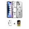 MARSİLYAN™- iPhone 14 Kılıf Nova Işık Özel Seri - Siyah Buffer Cam Ekran Koruyucu + Yeşil Shine Kamera Lens